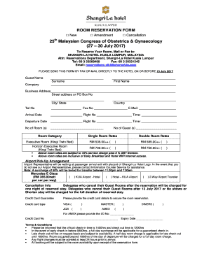 Shangri La Hotel Reservation Form OGSM