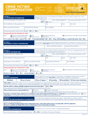 APPLICATION and INSTRUCTIONS CRIME VICTIMS COMPENSATION  Form