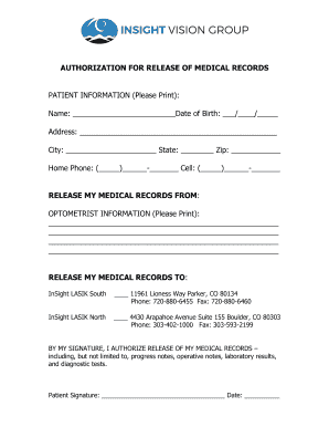 IVG Ingisht Vision Group LASIK Medical Records Release to Us DOCX  Form