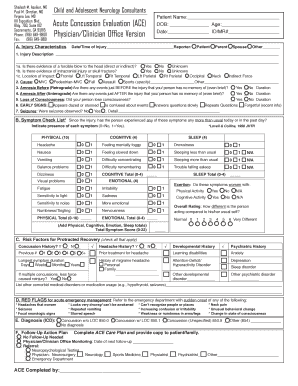 Acute Concussion Evaluation ACE Child and Adolescent  Form