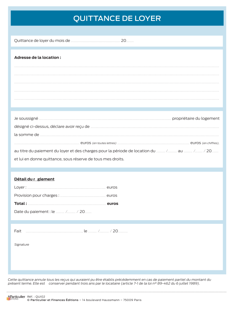 Get and Sign Quittance De Loyer  Form