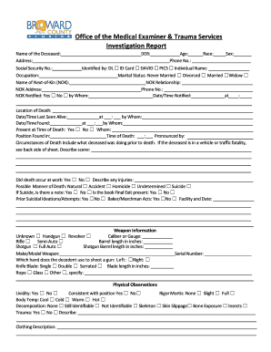 Office of the Medical Examiner Investigation Report Office of the Medical Examiner Investigation Report  Form