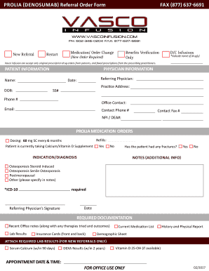 637 6691 Referral Order Form Vasco Infusion