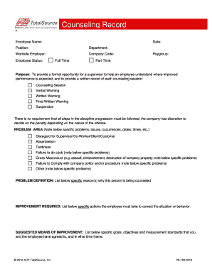 MYTS Form Counseling Record P8 122 Cellular &amp; More