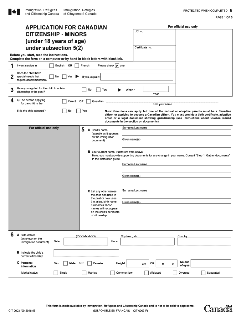  Canadian Citizenship Application Form 2016-2023
