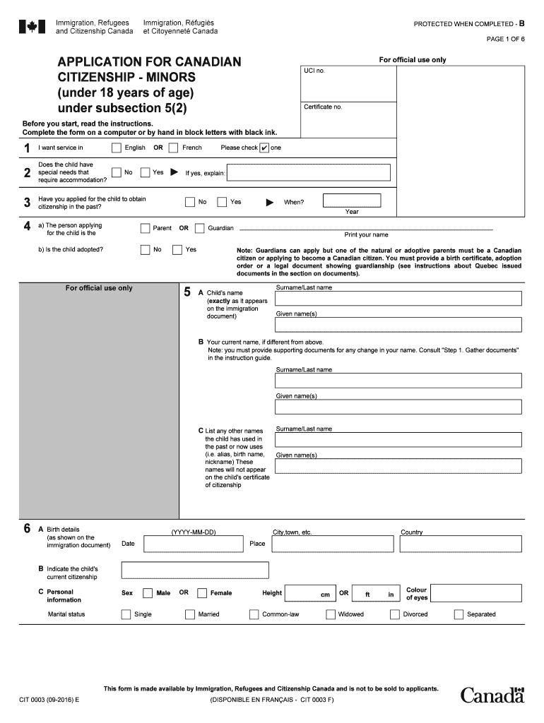  Canadian Citizenship Application Form 2016-2024