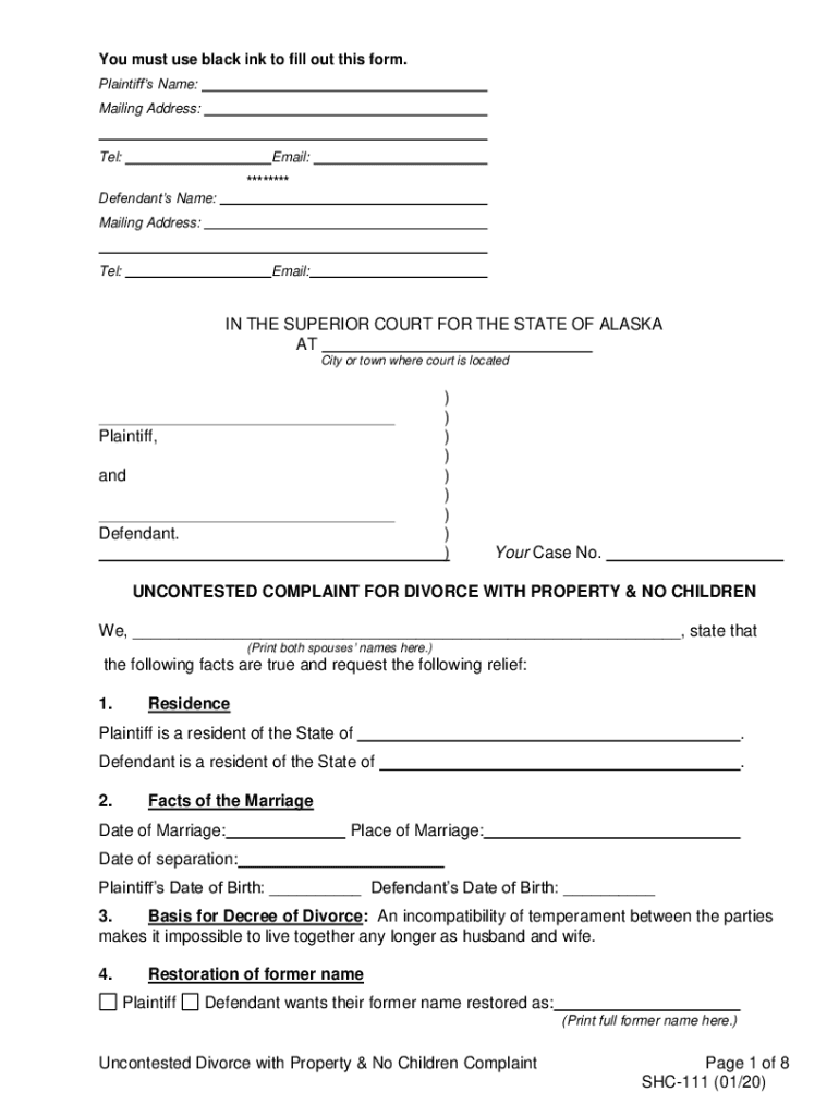  You Must Use Black Ink to Fill Out This Form 2020-2024