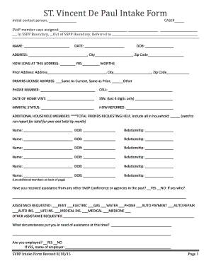 ST Vincent De Paul Intake Form Ssppsvdpnaperville Com