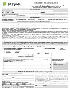 Bulletin De Versement Eres  Form