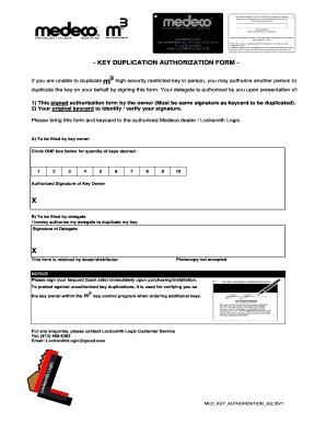 Key Copy Authorization Form