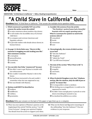 A Child Slave in California PDF  Form
