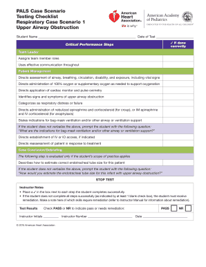 Pals Checklist  Form