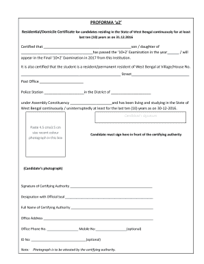 Domicile Certificate PDF  Form