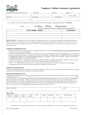 Get and Sign Employee Tuition Assistance Application No Employee 2017-2022 Form