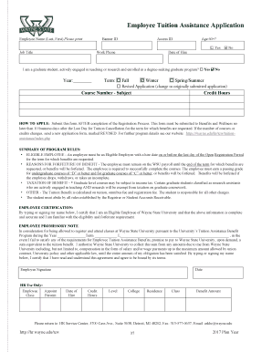  Employee Tuition Assistance Application No Employee 2017-2024