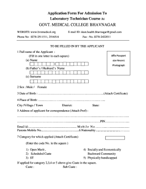 Application Form for Training Course
