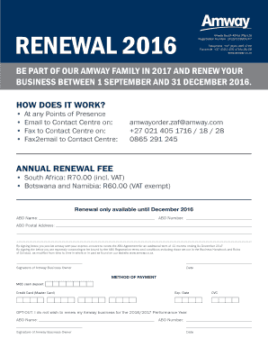 Amway Renewal Form