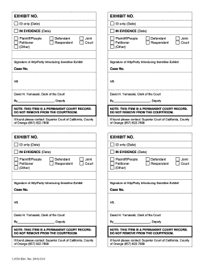 Orange County Exhibit Tags  Form