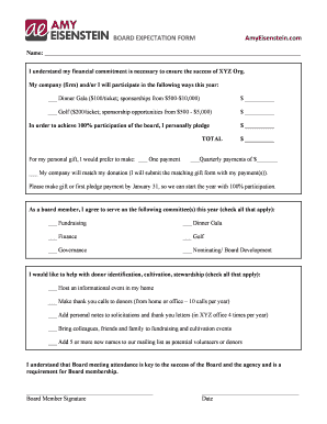 Sample Board Member Expectation Form Amy Eisenstein