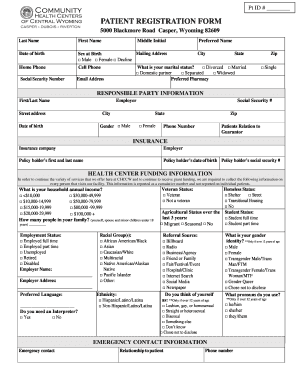 Patient Registration Form Community Health Centers of Central