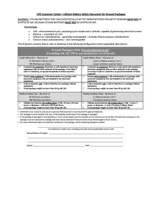 Lithium Battery Safety Document Template  Form