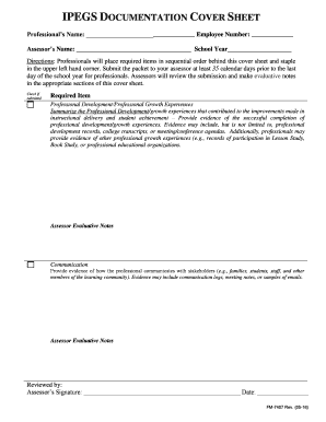 Professional Development Documentation Cover Sheet  Form