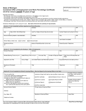 Work Permit Michigan  Form