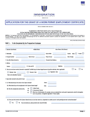 Work Permit in Cayman Islands  Form