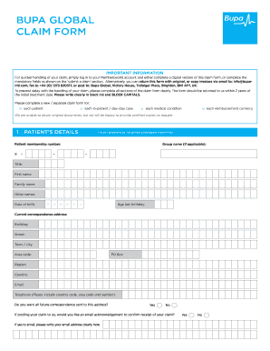 Bupa Reimbursement Form