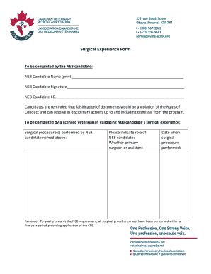 Surgical Experience Form CVMA ACMV Wiki