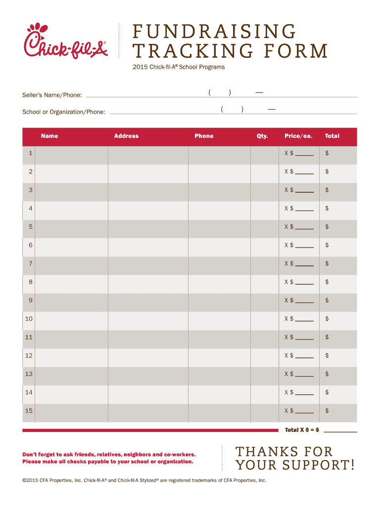 School Programs Fundraising Tracking Form Rev