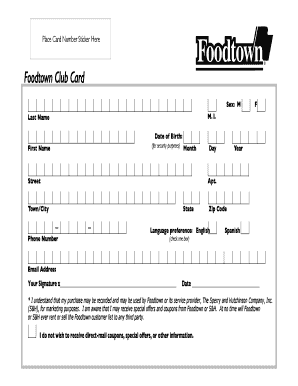 Foodtown Card  Form