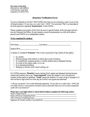 Homeless Verification Letter  Form