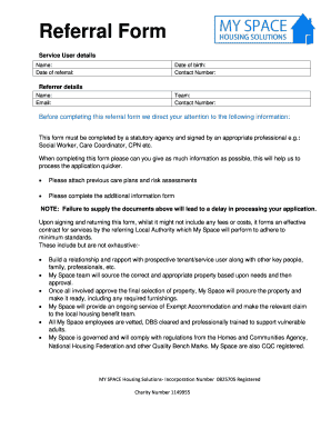 My Space Housing Application  Form