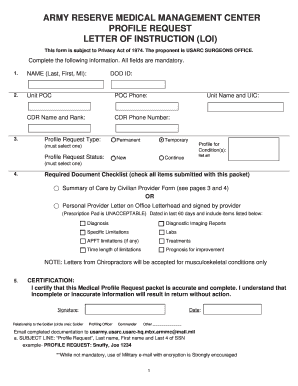 Army Profile Packet  Form