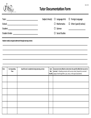 Tutor Documentation Form