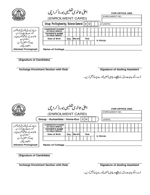 Get and Sign Enrolment Form Karachi Board
