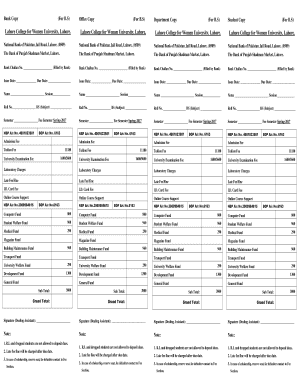 Lcwu Online Fee Challan  Form