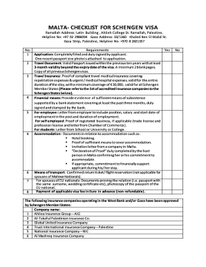 Malta Checklist  Form