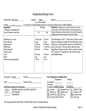 Standardized Recipe  Form