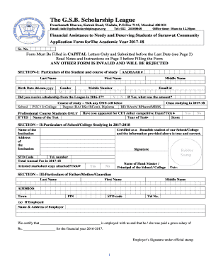 Gsb Scholarship League  Form