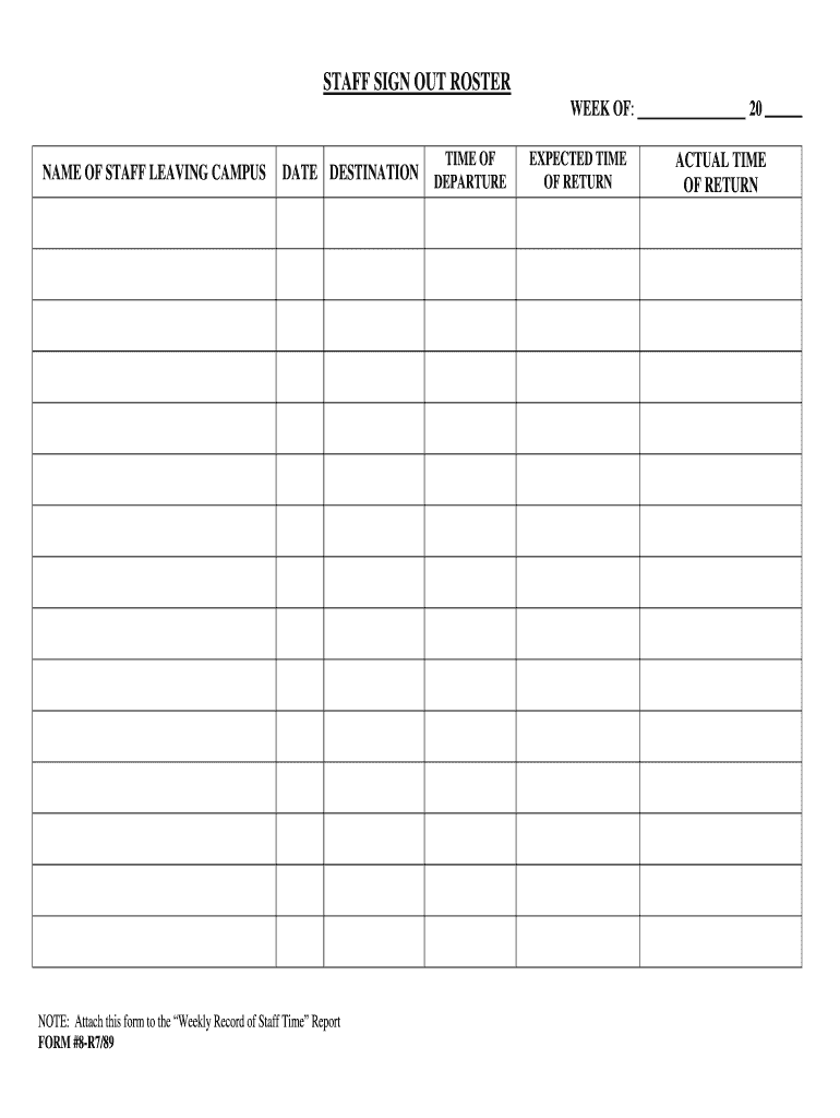  STAFF SIGN OUT ROSTER DOC 1989-2024