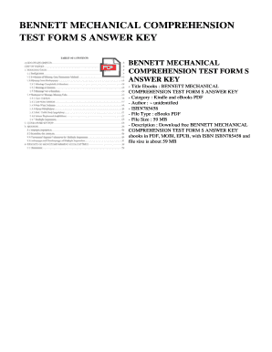 Bennett Mechanical Comprehension Test Form S Answer Key