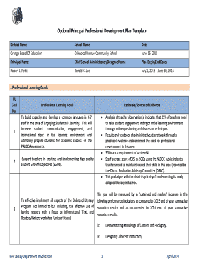 Sample Assistant Principal Professional Growth Plan  Form