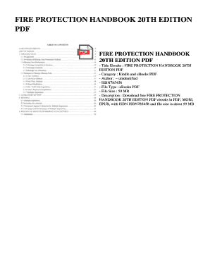 Fire Protection Handbook 20th Edition PDF  Form