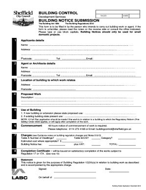 Sheffield Building Control  Form