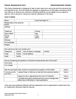 Carers Assessment Form PDF