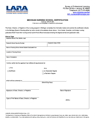  Michigan Nursing School Certification State of Michigan 2017