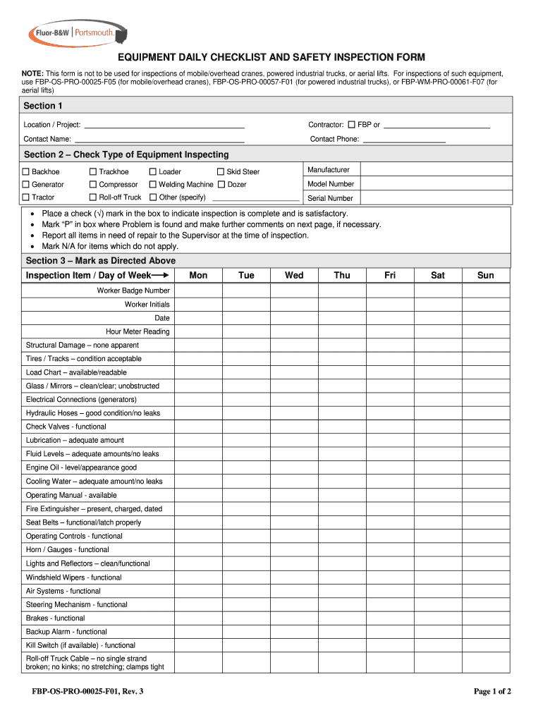 Equipment Inspection - Fill Out and Sign Printable PDF Template | signNow