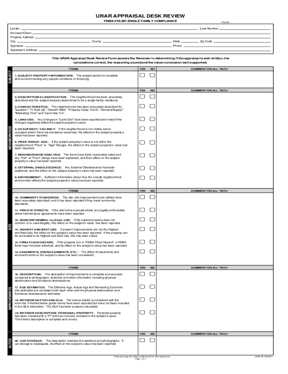 Urar Appraisal Desk Review WordPress Com  Form